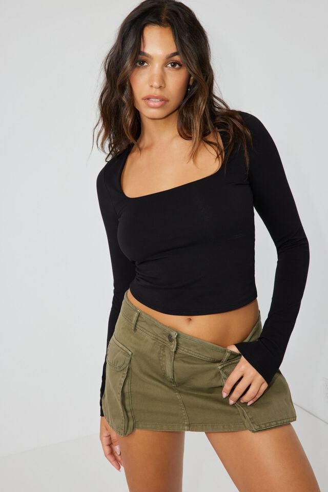 Black Garage Portia Square Neck Women Long Sleeve | A-4157892