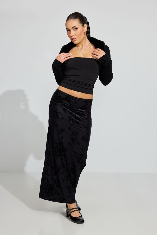 Black Garage Sculpt Longline Tube Women Tank Top | A-3062197