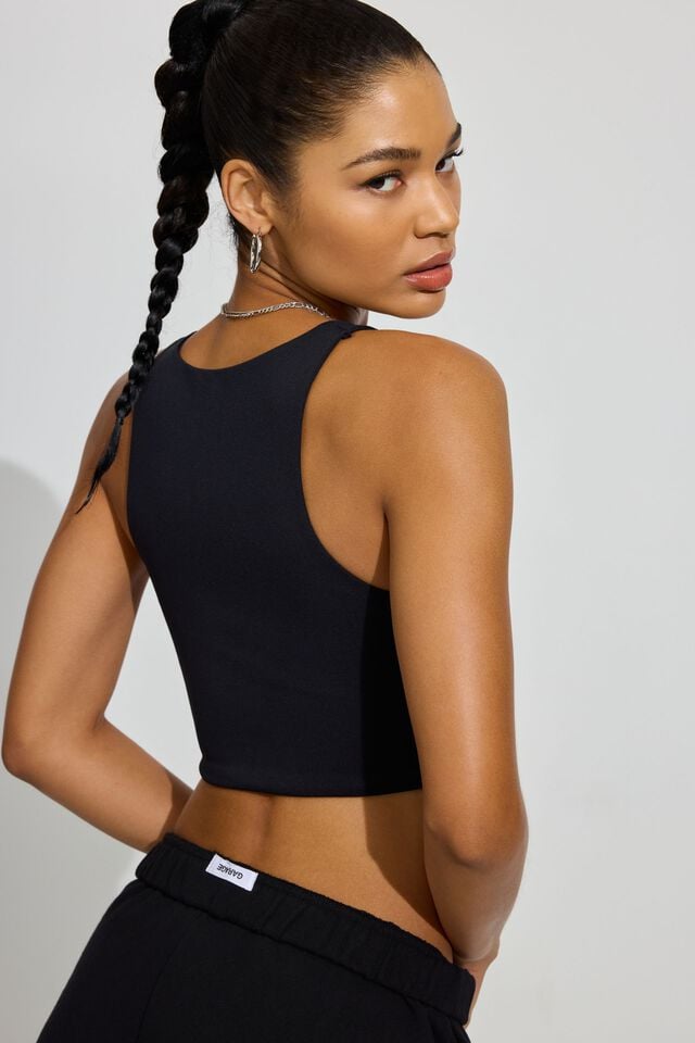Black Garage Seamless Ruched Women Tank Top | A-8951634
