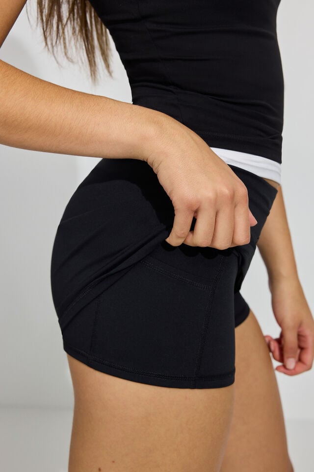 Black Garage Softactive With Piping Women Skorts | A-1203964
