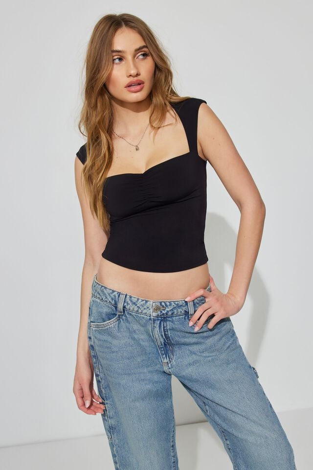 Black Garage Talina Square Neck Women Tank Top | A-1928754