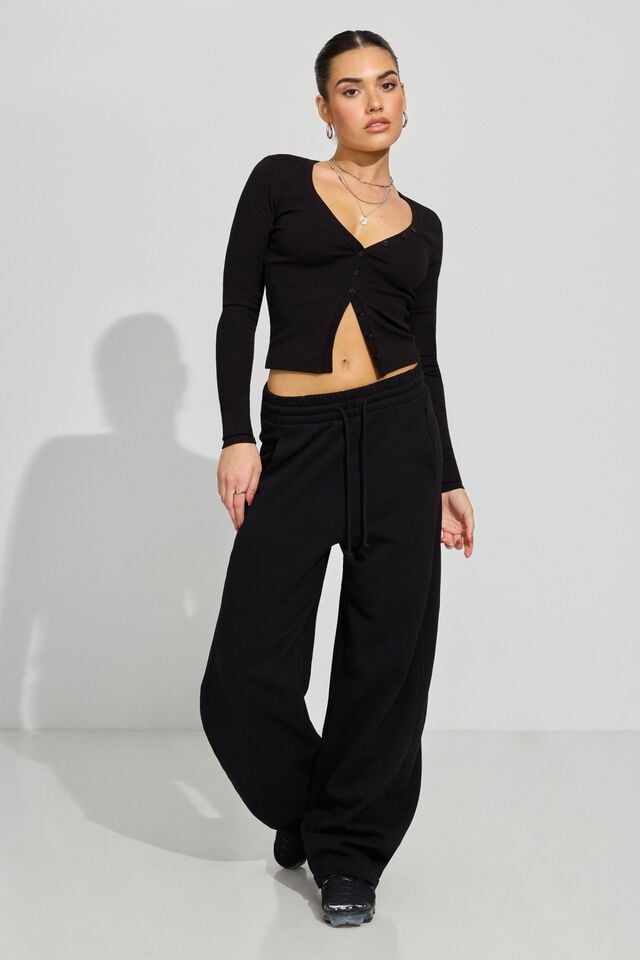 Black Garage Ultrafleece Barrel Leg Women Sweatpants | A-4679205