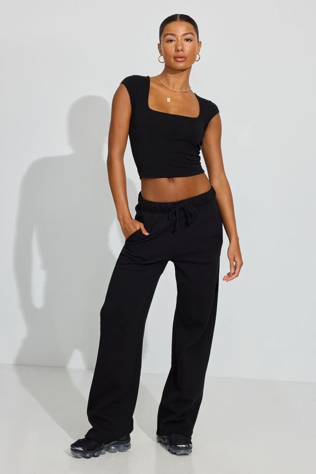 Black Garage Ultrafleece Straight Leg Women Sweatpants | A-0293415