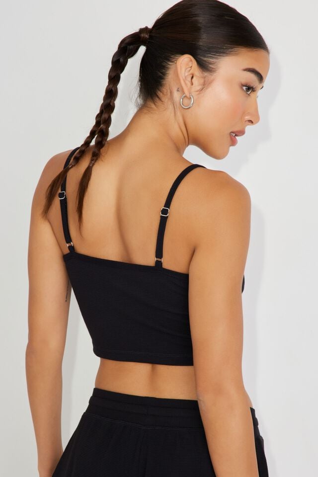 Black Garage Waffle Cami Women Tank Top | A-7538269