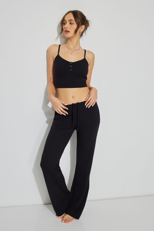 Black Garage Waffle Pant Women Pants | A-7905186
