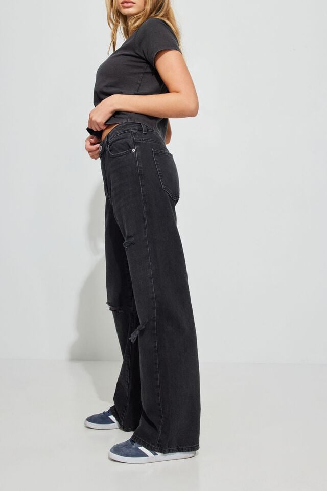 Black Garage Wide Leg Women Jeans | A-8263094