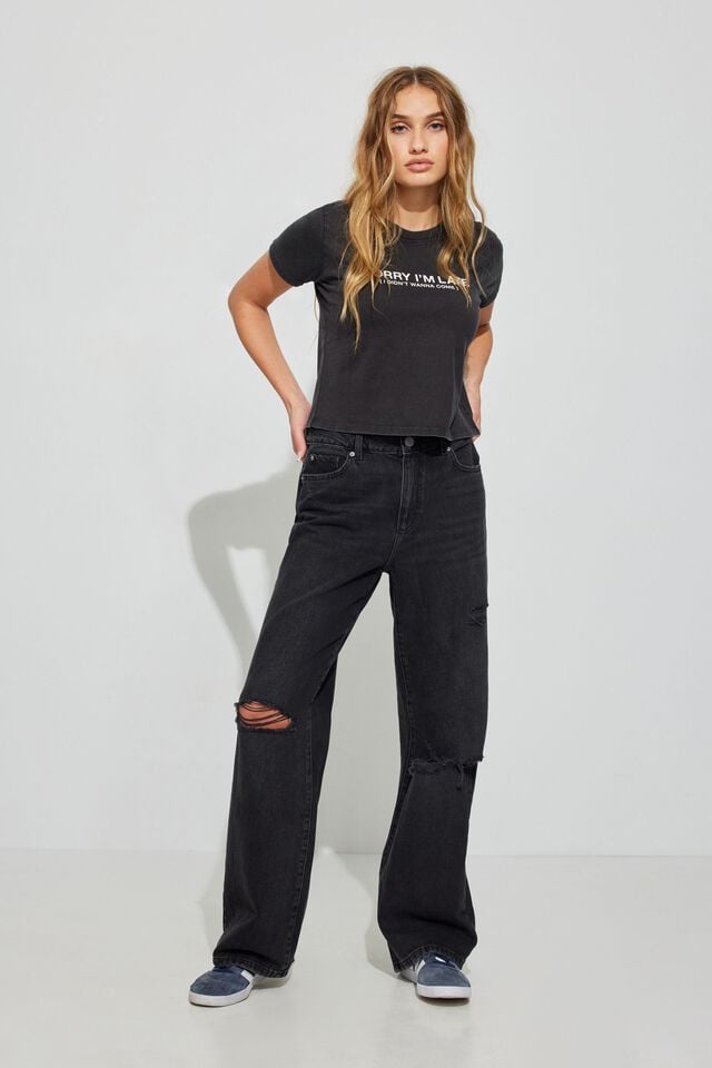 Black Garage Wide Leg Women Jeans | A-8263094