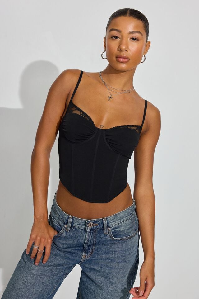 Black / Black Garage Sabrina Peek-a-boo Women Tank Top | A-8527109