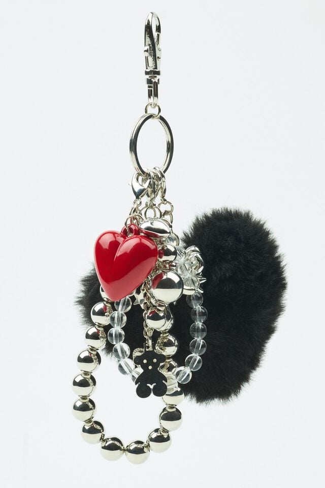 Black / Red Garage Fur Heart & Charms Women Bags | A-8403215