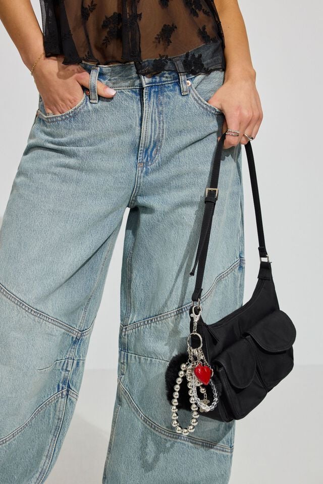 Black / Red Garage Fur Heart & Charms Women Bags | A-8403215