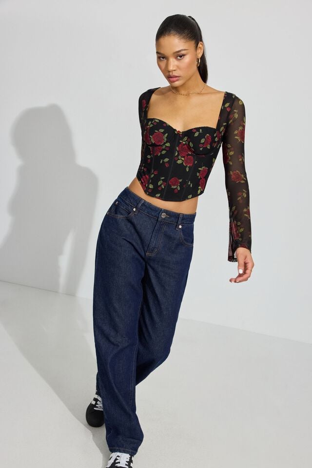Black / Rose Garage Aria Women Long Sleeve | A-9423018