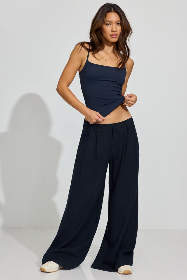 Blue Garage Baggy Linen Women Pants | A-8935126