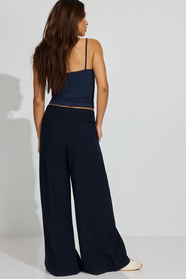 Blue Garage Baggy Linen Women Pants | A-8935126