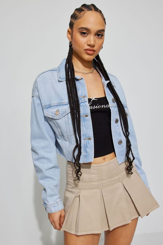 Blue Garage Boyfriend Crop Women Jackets | A-3816972