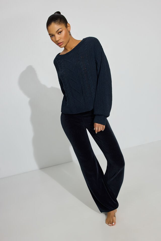 Blue Garage Chenille Oversized Women Sweater | A-6705128