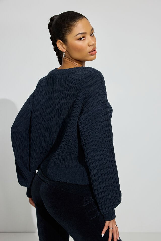 Blue Garage Chenille Oversized Women Sweater | A-6705128