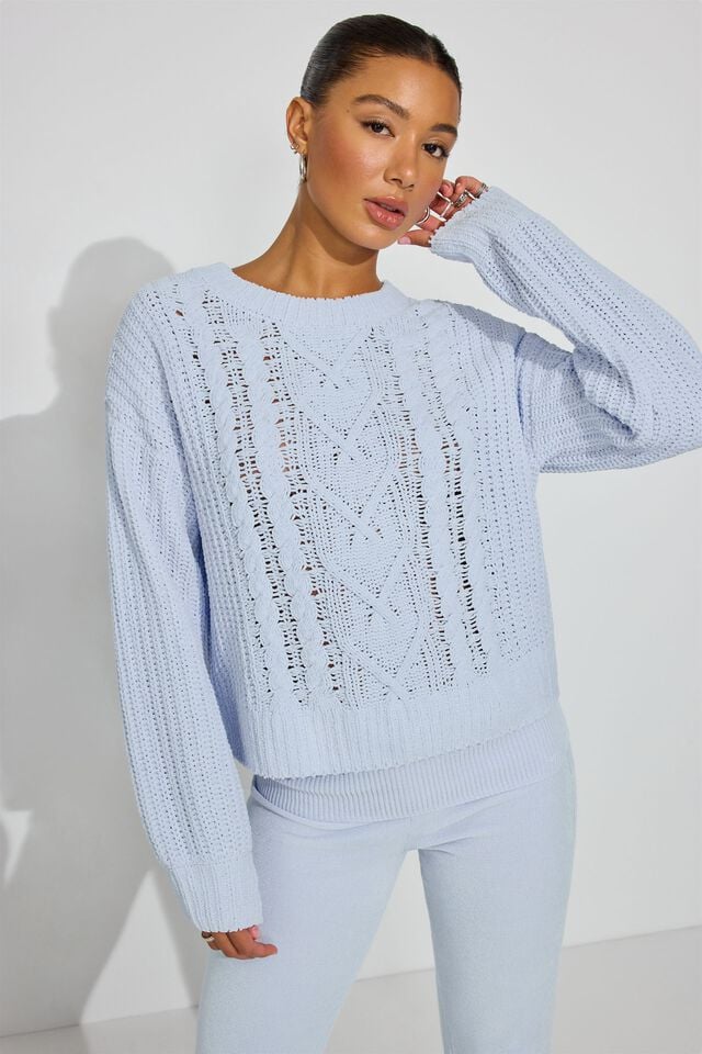 Blue Garage Chenille Oversized Women Sweater | A-5361027