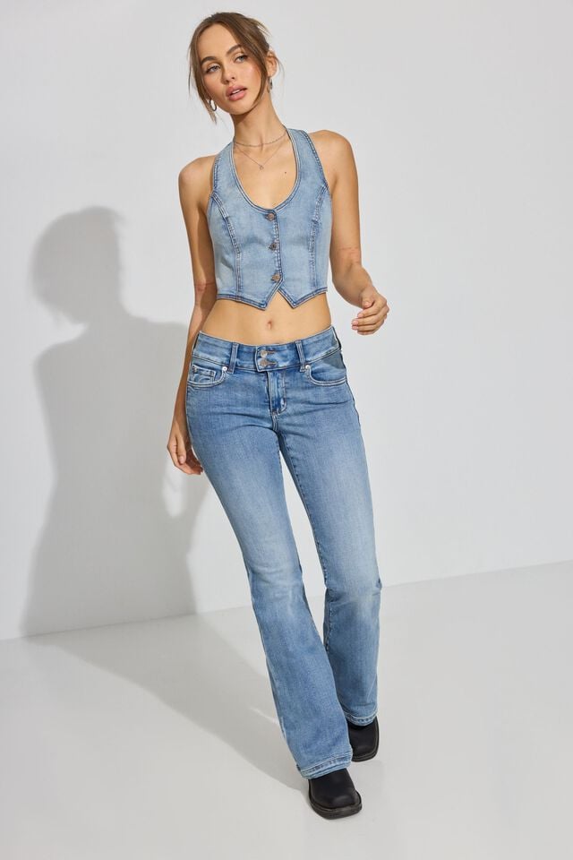 Blue Garage Denim Halter Women Vest | A-1964780