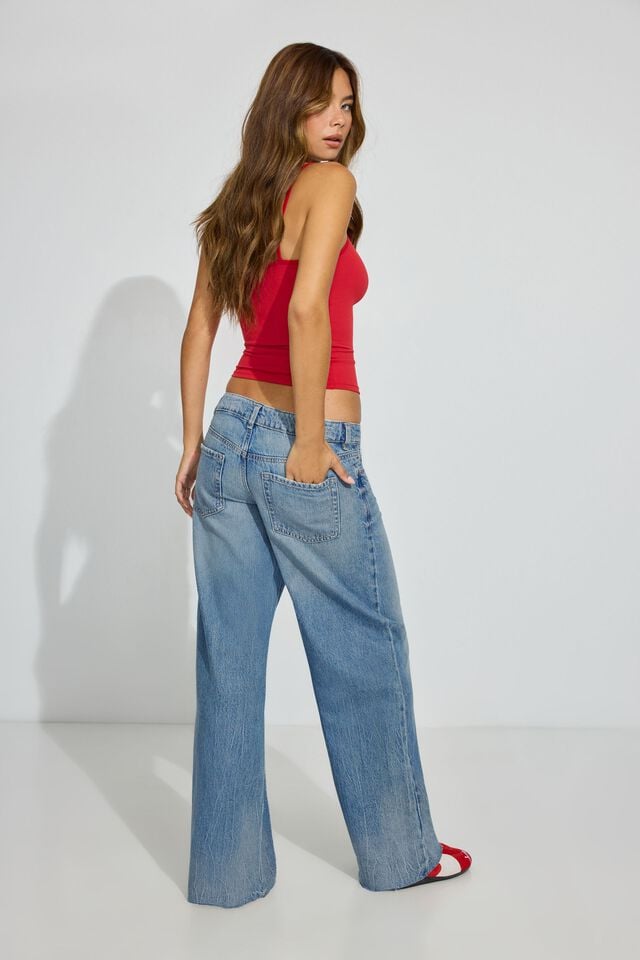 Blue Garage Low Rise Wide Leg Women Jeans | A-6518407