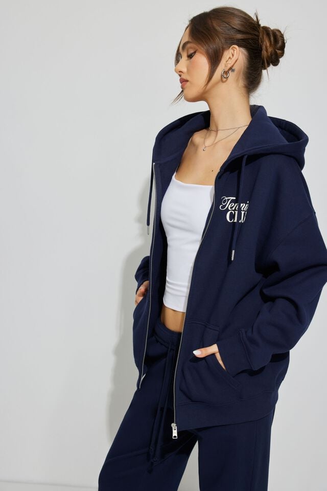 Blue Garage Oversized Zippie Women Hoodie | A-9126805