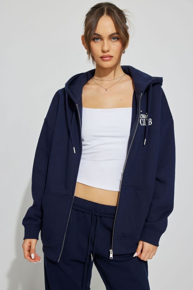 Blue Garage Oversized Zippie Women Hoodie | A-9126805