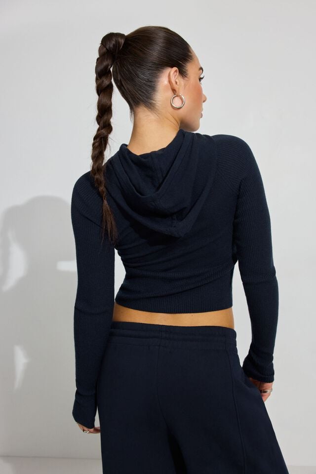 Blue Garage Soft Bodycon Women Hoodie | A-8215370