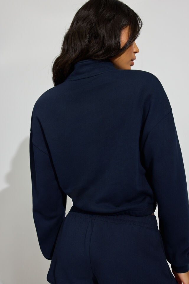 Blue Garage Soft Terry Half Zip Women Sweatshirts | A-7438521