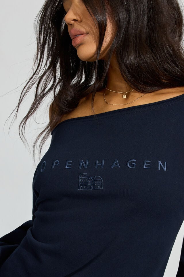 Blue Garage Softterry Off Shoulder Women Sweatshirts | A-3095471