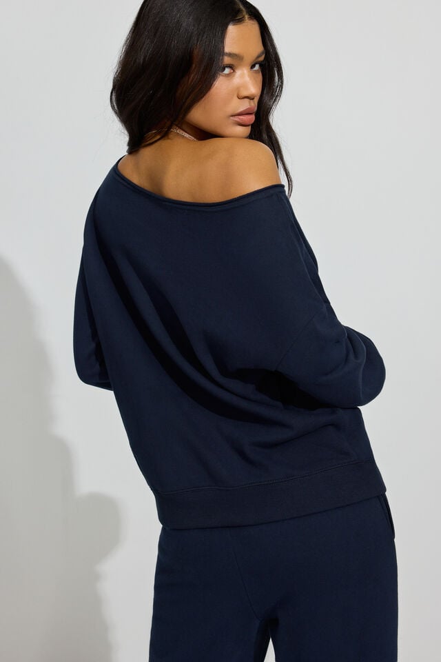Blue Garage Softterry Off Shoulder Women Sweatshirts | A-3095471