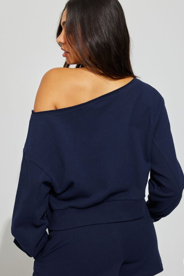 Blue Garage Softterry Off Shoulder Women Sweatshirts | A-5329076