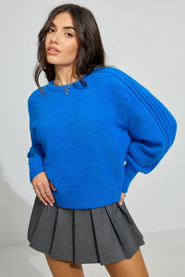 Blue Garage Spongy Loose Crewneck Women Sweater | A-6021938
