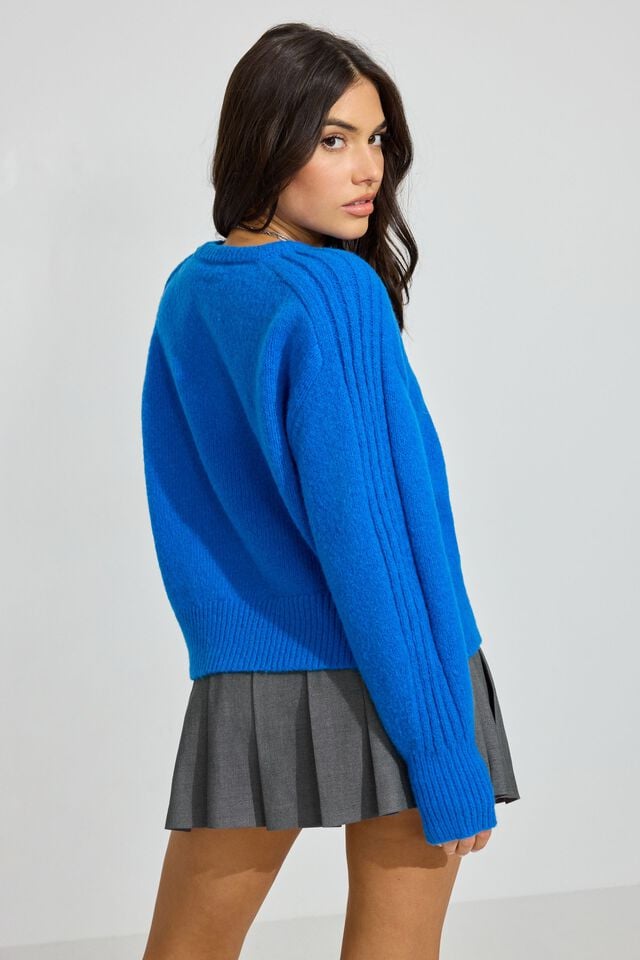 Blue Garage Spongy Loose Crewneck Women Sweater | A-6021938