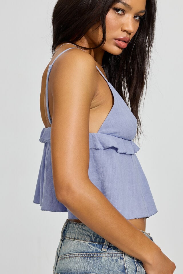 Blue Garage Strappy Peplum Cami Women Tank Top | A-6749130