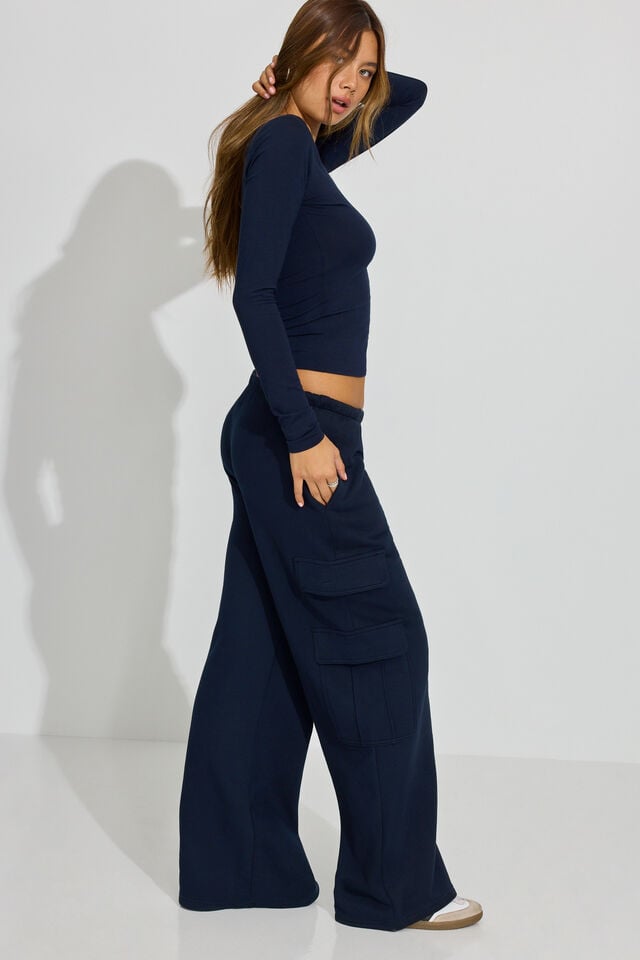 Blue Garage Ultrafleece Baggy Cargo Women Sweatpants | A-5107329