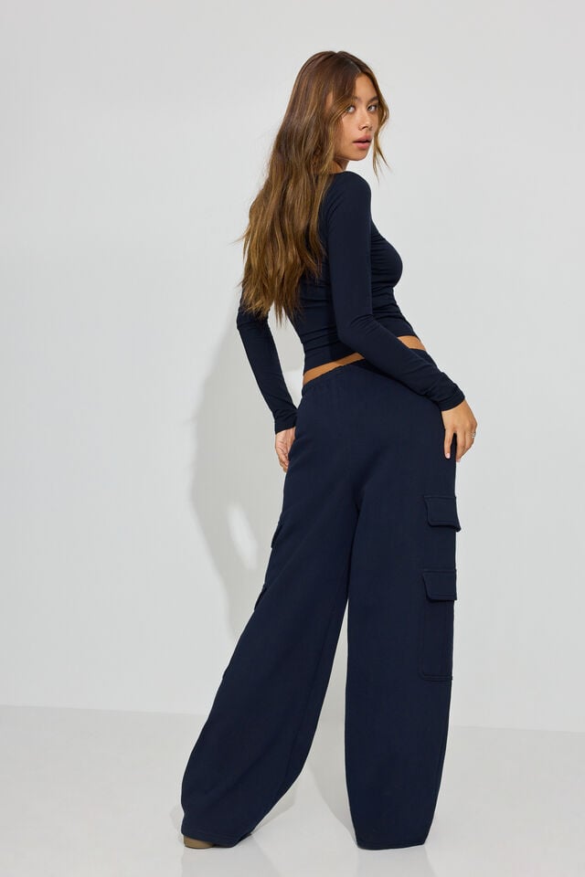 Blue Garage Ultrafleece Baggy Cargo Women Sweatpants | A-5107329
