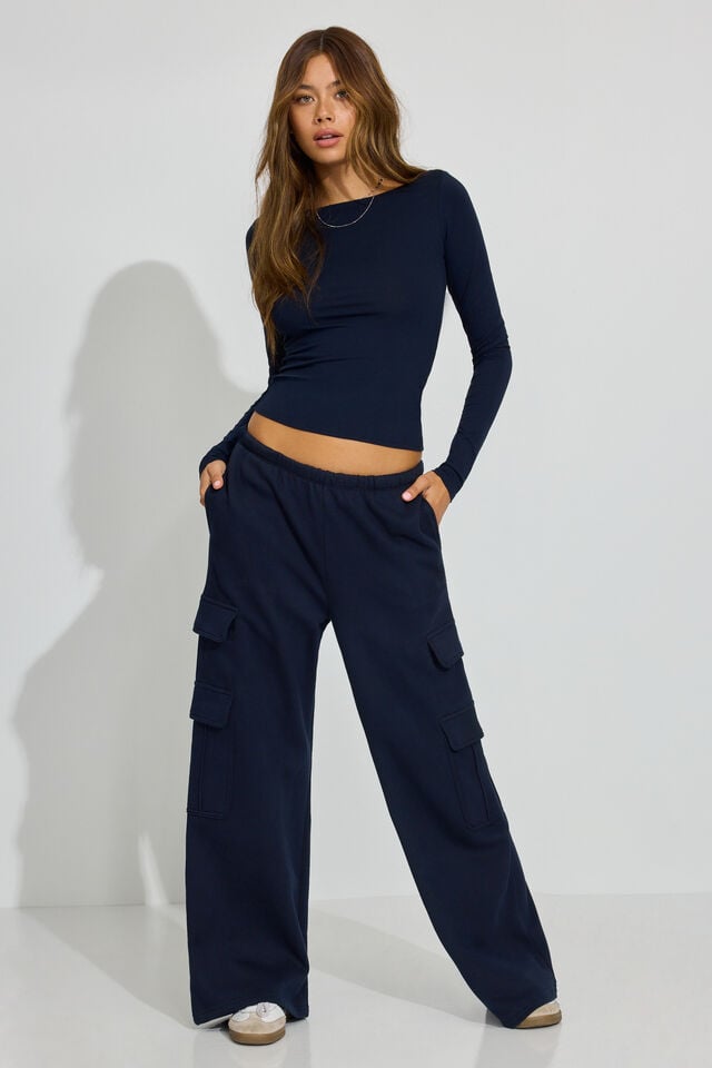 Blue Garage Ultrafleece Baggy Cargo Women Sweatpants | A-5107329