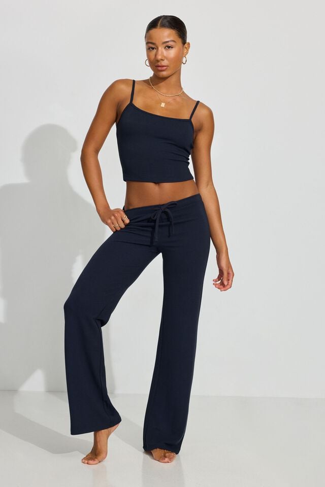 Blue Garage Waffle Flare Women Pants | A-3764015