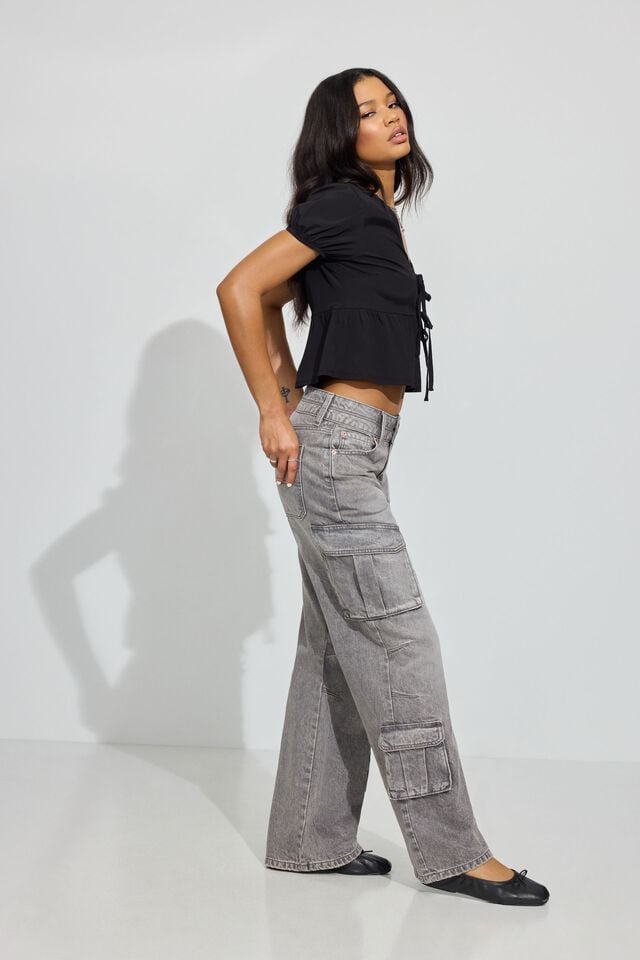 Blue Grey Garage High Rise Wide Women Jeans | A-8095736