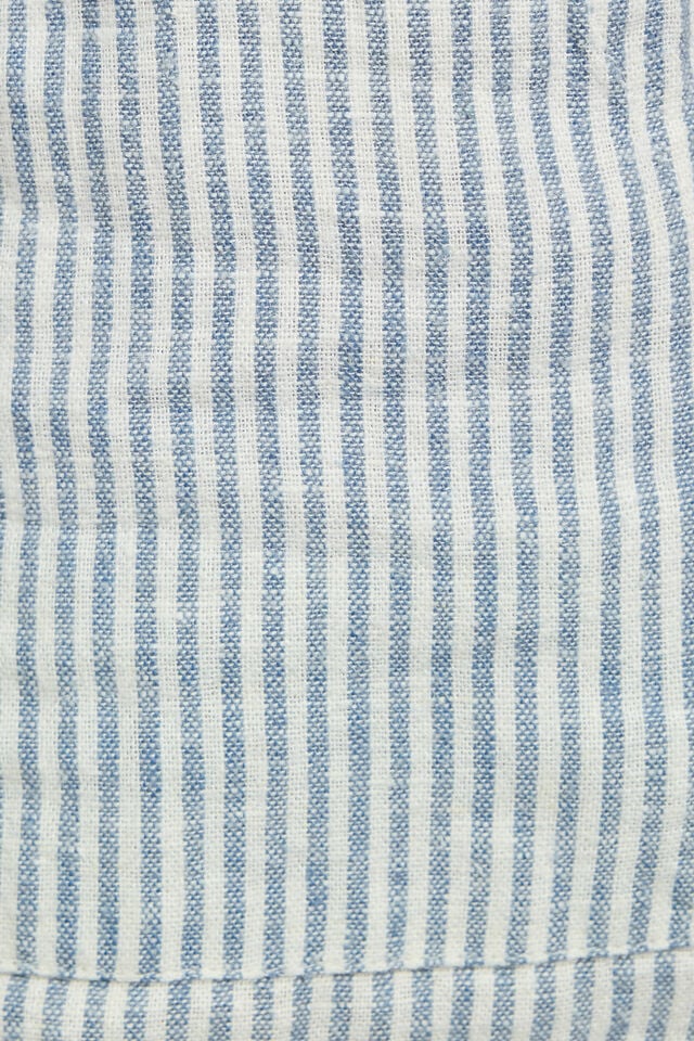 Blue Stripes Garage Lina Linen Women Shorts | A-7410689
