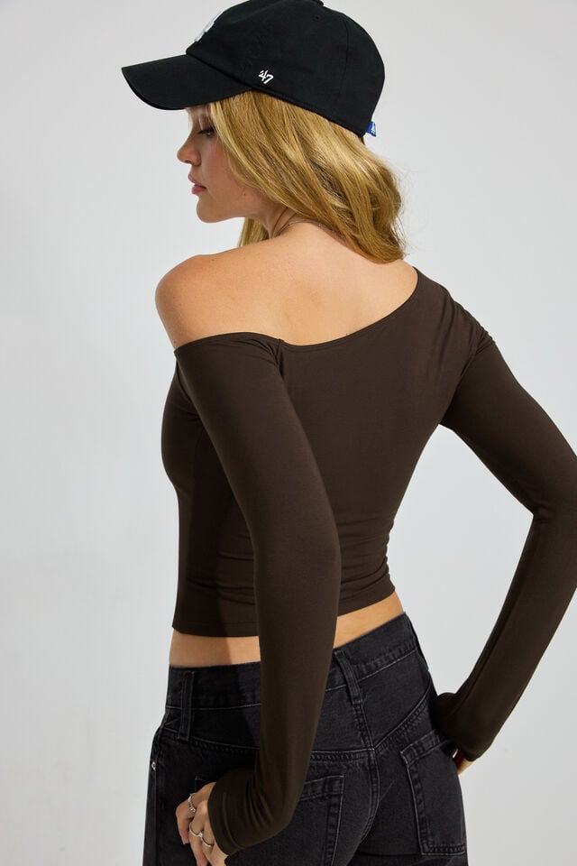 Brown Garage Asymmetric Women Long Sleeve | A-2584769