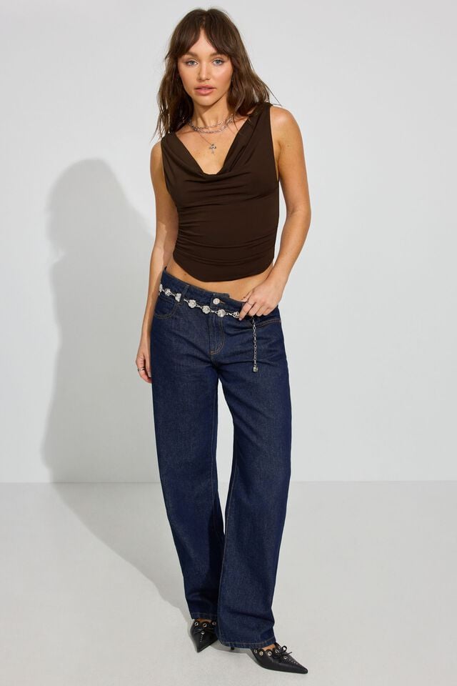 Brown Garage Cowl Women Tank Top | A-5369471
