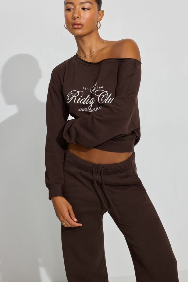 Brown Garage Softterry Off Shoulder Women Sweatshirts | A-5380196