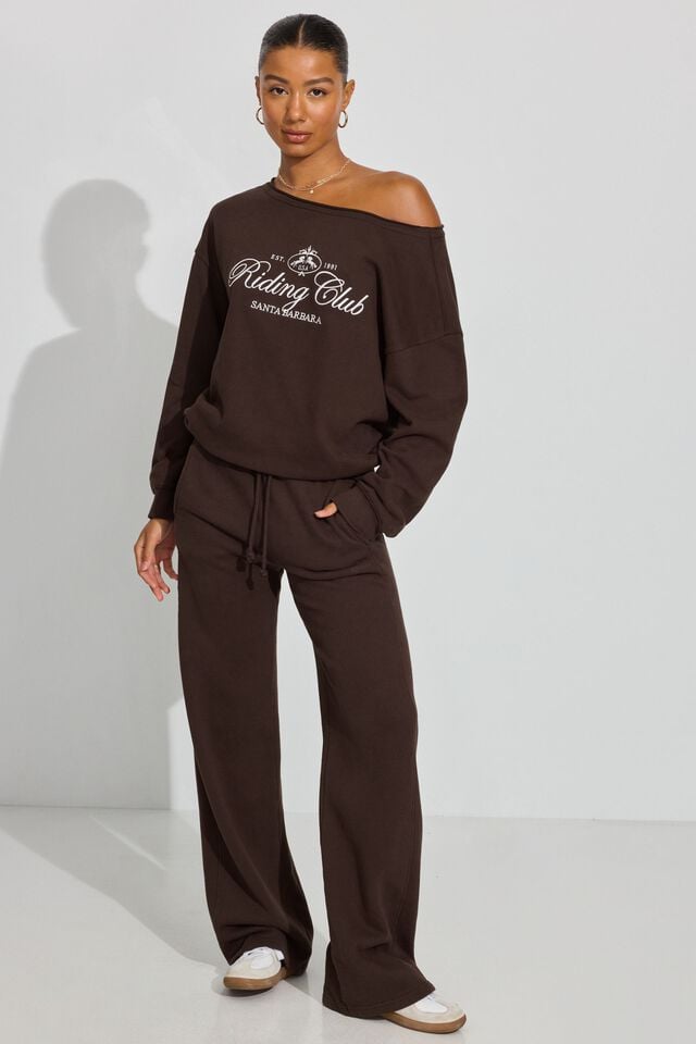 Brown Garage Softterry Off Shoulder Women Sweatshirts | A-5380196