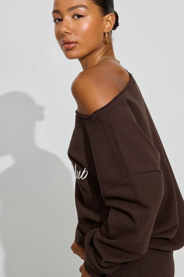 Brown Garage Softterry Off Shoulder Women Sweatshirts | A-5380196