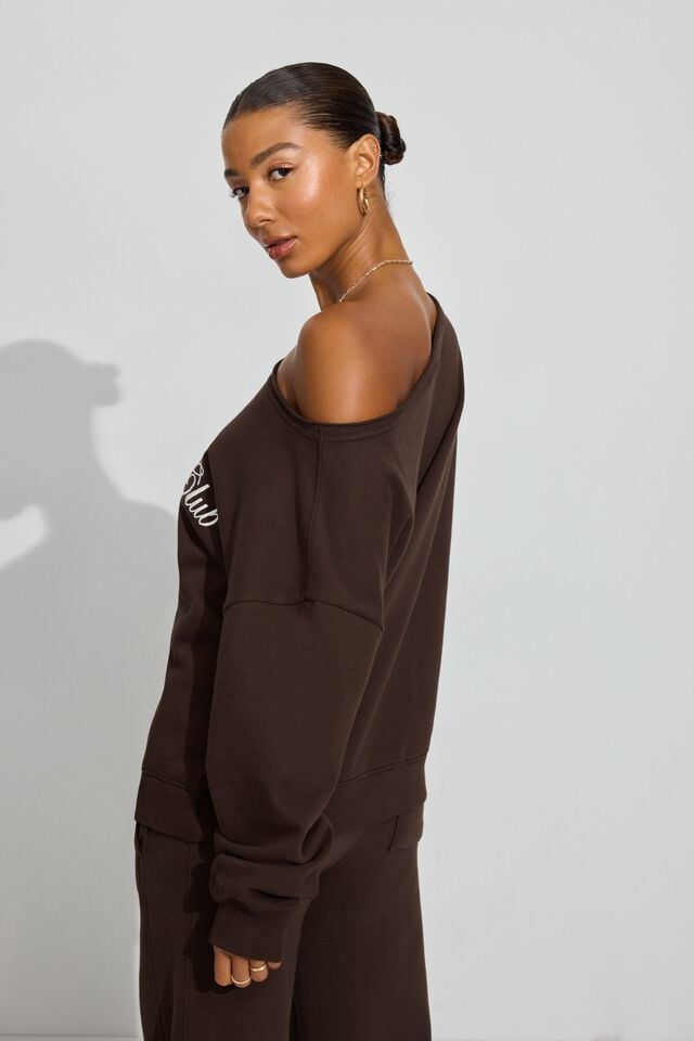 Brown Garage Softterry Off Shoulder Women Sweatshirts | A-5380196
