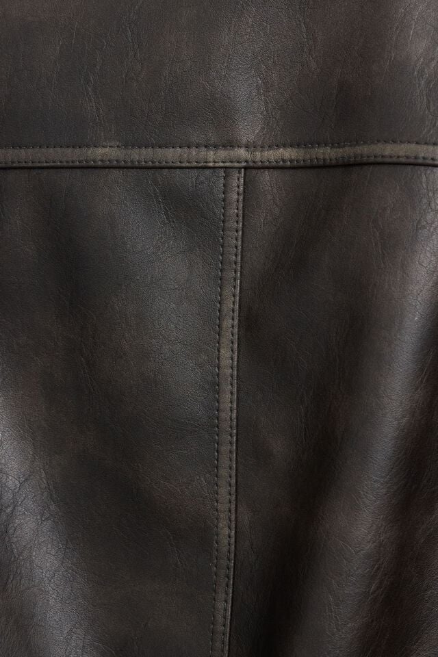 Brown Garage Vintage Faux Leather Women Down Jackets | A-5024981