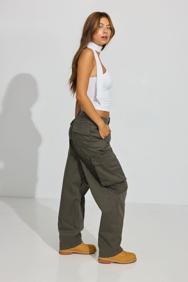 Dark Green Garage Ashton Barrel Women Cargo Pants | A-6182539