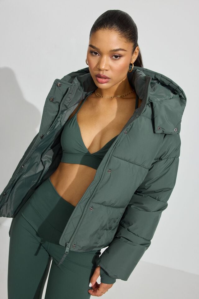 Dark Green Garage Perfect Women Down Jackets | A-2148605