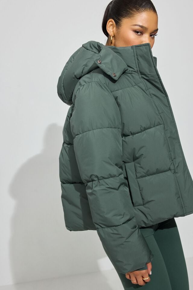Dark Green Garage Perfect Women Down Jackets | A-2148605