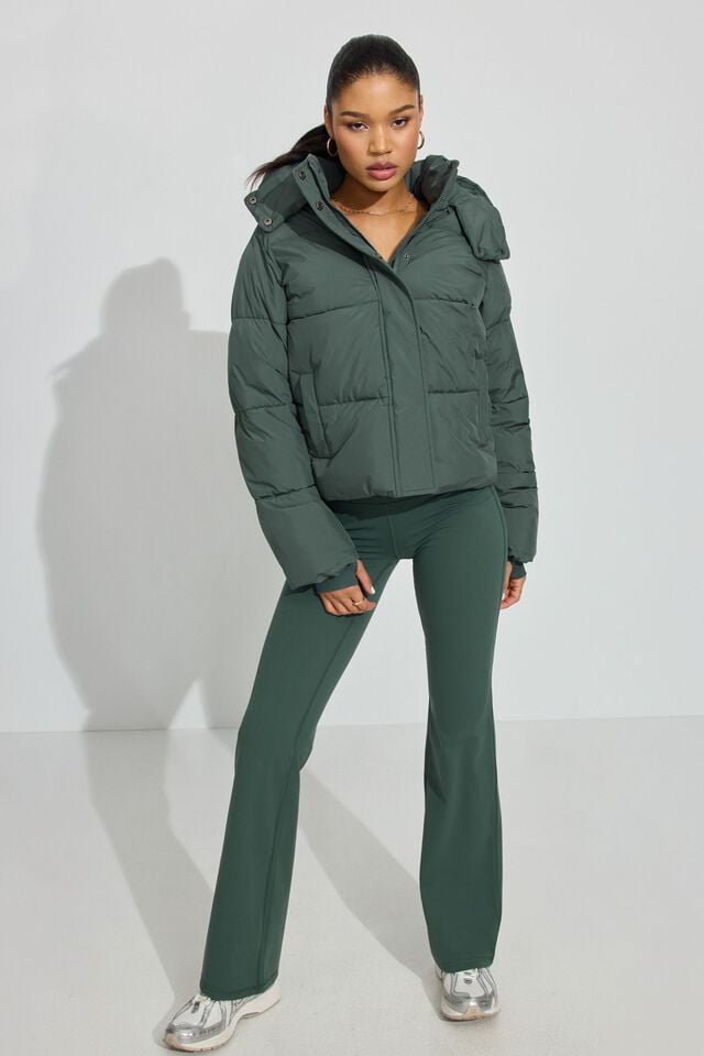 Dark Green Garage Perfect Women Down Jackets | A-2148605